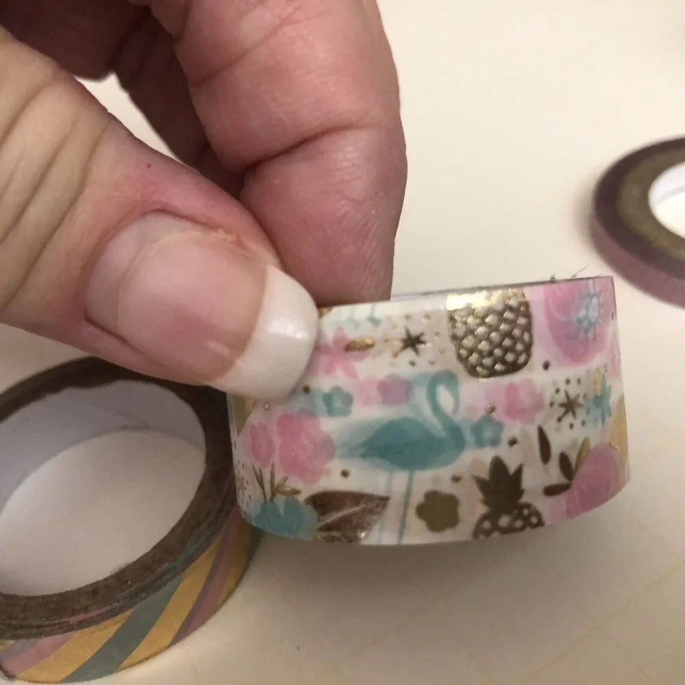 Recollections Washi Crafting Tape Pineapples Eyelashes Beauty Hearts Swans 8 Pc